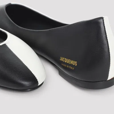 Jacquemus Blackwhite Leather Ballet Flats In White