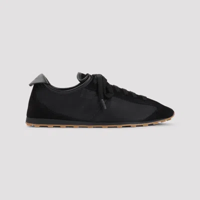 Jacquemus Smooth Suede-textured Sneakers With Contrasting Rubber Sole In Black