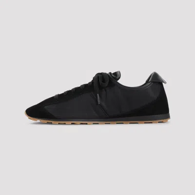 Jacquemus Smooth Suede-textured Sneakers With Contrasting Rubber Sole In Black