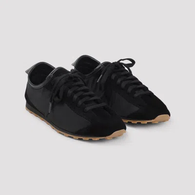 Jacquemus Smooth Suede-textured Sneakers With Contrasting Rubber Sole In Black