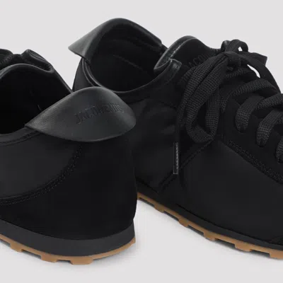 Jacquemus Smooth Suede-textured Sneakers With Contrasting Rubber Sole In Black