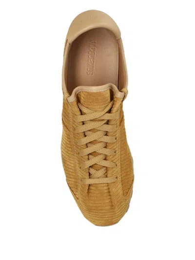 Jacquemus Le Tennis Sneakers In Soft Corduroy-embossed Suede In Brown