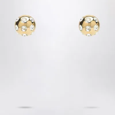 Jacquemus Square Round Earrings With Rhinestones In Gold