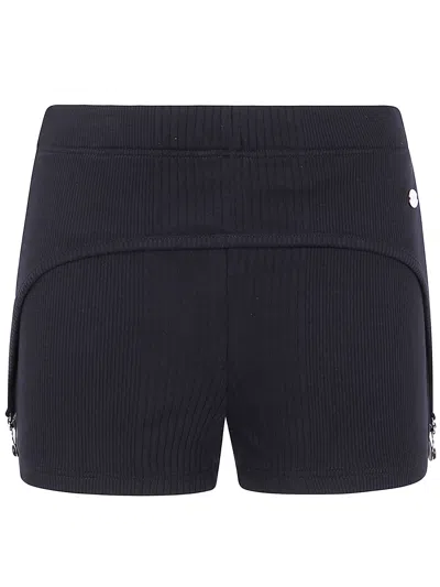 Jean Paul Gaultier Cotton Ribbed Mini Short With Lingerie Garter In Black