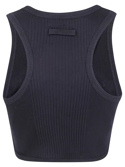 Jean Paul Gaultier Cotton Ribbed Bra With Lingerie Garter In Black