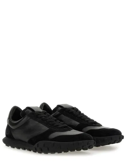 Jil Sander Low Laced Sneakers With Vulcanized Rubber Sole In Black