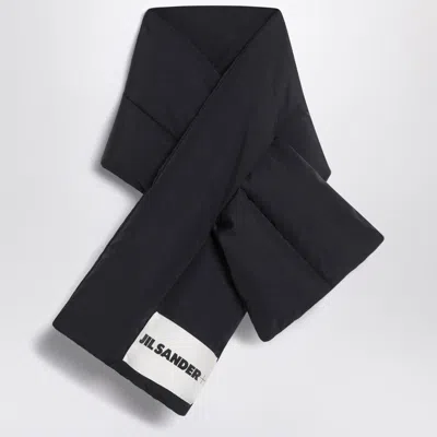 Jil Sander Black Padded Scarf With Logo