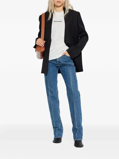 Jil Sander Crewneck Short Sleeves Classic Logo Print T-shirt In White