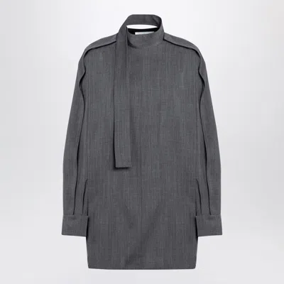 Jil Sander Grey Wool Shirt With Scarf In Multi