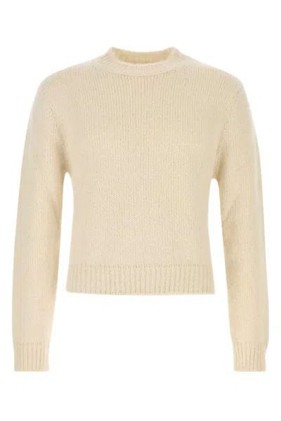 Jil Sander Ivory Alpaca Blend Sweater In Animal Print
