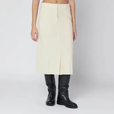 Jil Sander High Waisted Wool Skirt Featuring Slits In Neutral