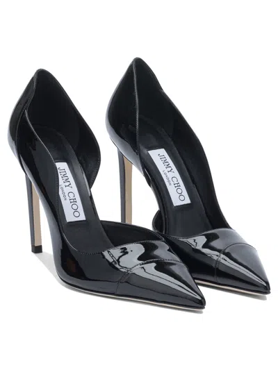 Jimmy Choo Brigitte Black Pumps With Thin Heel In Shiny Leather Woman
