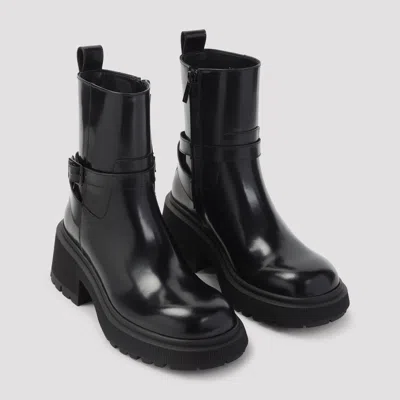 Jimmy Choo Buckle Strap Ankle Boots In Black