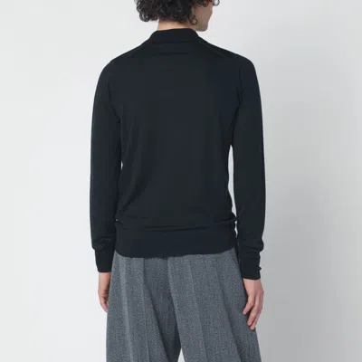 John Smedley Wool Polo Shirt Ribbed Cuffs Detail