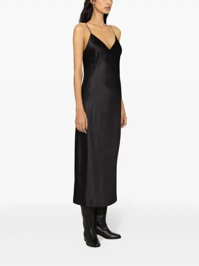 Joseph Clea Silk Strappy Midi Dress In Black