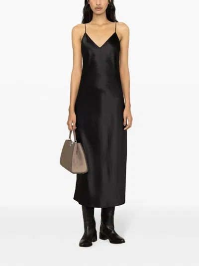 Joseph Clea Silk Strappy Midi Dress In Black