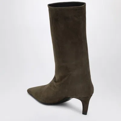 Jude Cave Boots In Cocoa Suede Leather In Green