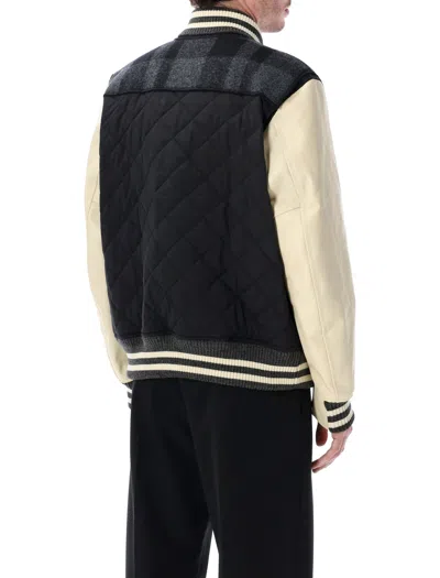 Junya Watanabe Quilted Back Varsity Style Jacket In Black