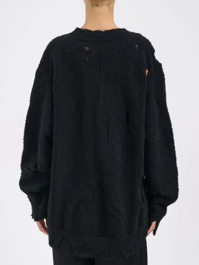 Junya Watanabe V-neck Wool Sweater In Black
