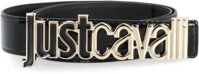 Just Cavalli Belt Patent Leather Metallic Detail In Black
