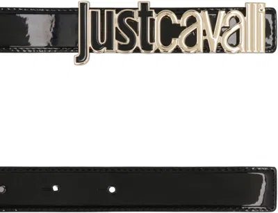 Just Cavalli Belt Patent Leather Metallic Detail In Black
