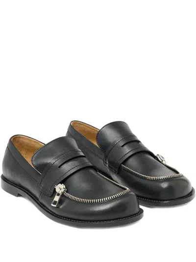 Jw Anderson Penny Loafers With Zip Detail In Black