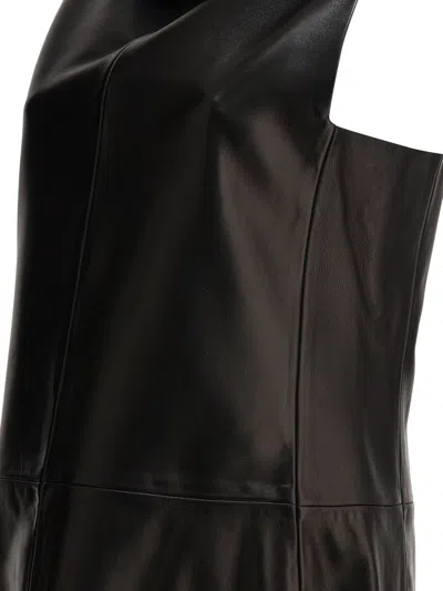 Khaite Daria Turtleneck Leather Mini Dress In Black