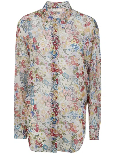 Khaite Goya Floral Silk Chiffon Button-down Top In Multi