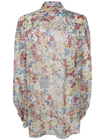 Khaite Goya Floral Silk Chiffon Button-down Top In Multi