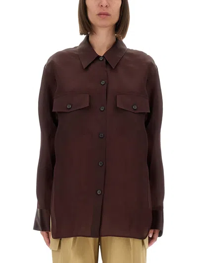Khaite Aubergine Silk Matteo Shirt In Red