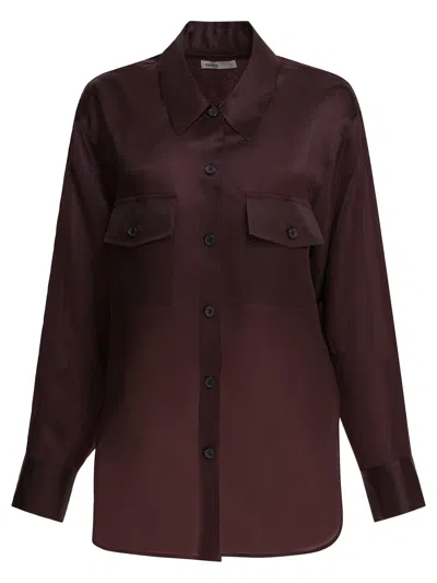 Khaite Aubergine Silk Matteo Shirt In Red