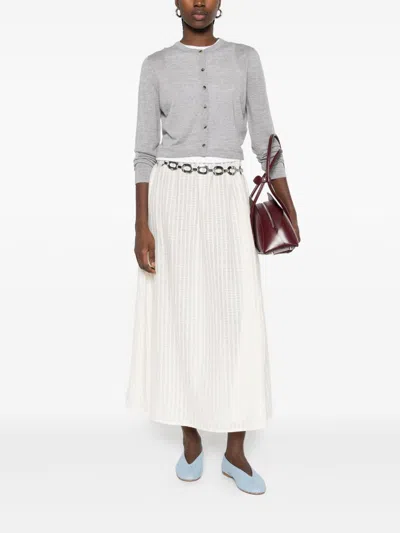 Khaite Button-front Wool-blend Cardigan In Gray