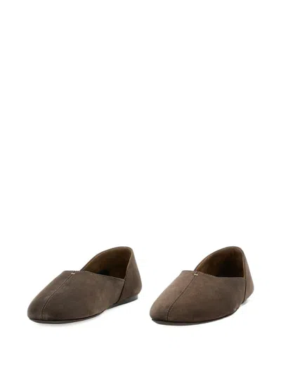 Khaite Brown Calf Leather Bos Taurus Ballet Flats