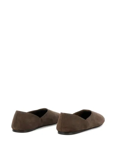 Khaite Brown Calf Leather Bos Taurus Ballet Flats