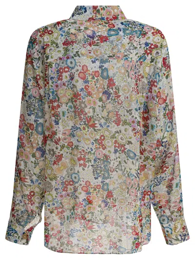 Khaite Goya Floral Silk Chiffon Button-down Top In Multi