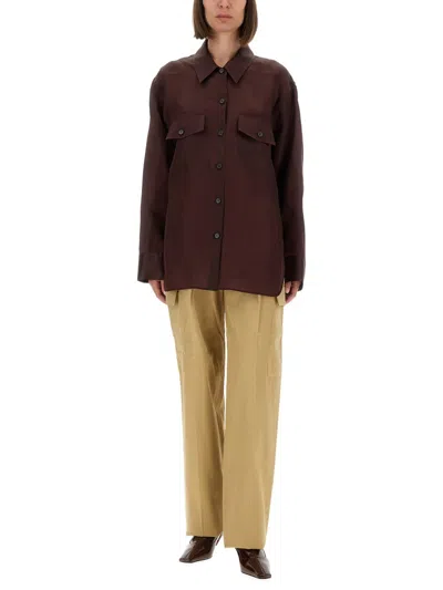 Khaite Aubergine Silk Matteo Shirt In Red