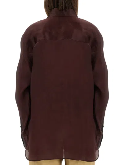 Khaite Aubergine Silk Matteo Shirt In Red