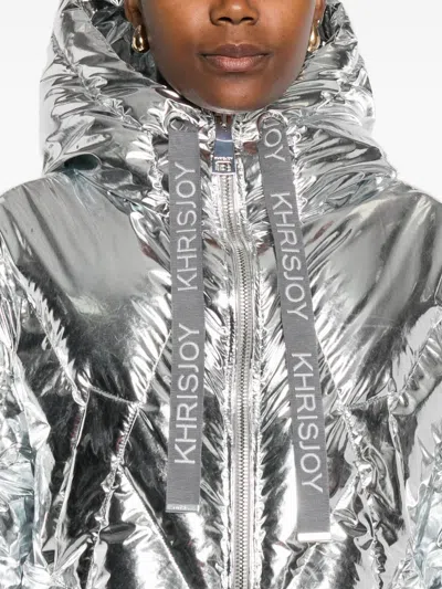Khrisjoy Silver Quilted Hooded Jacket In Multi