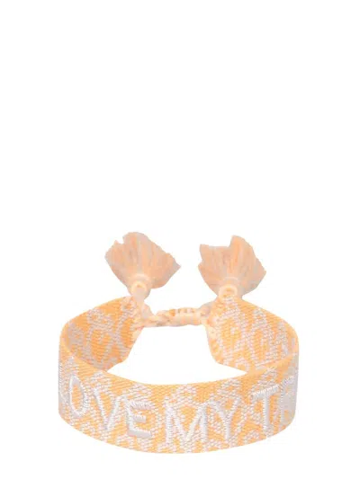 Label K Braided Fabric Bracelet In Orange