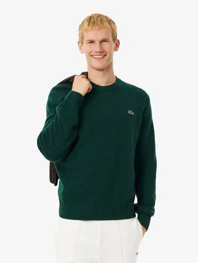Lacoste Wool Crew Neck Sweater In Green