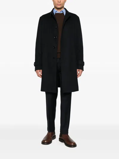 Lardini Loose Fitting Virgin Wool Coat In Black