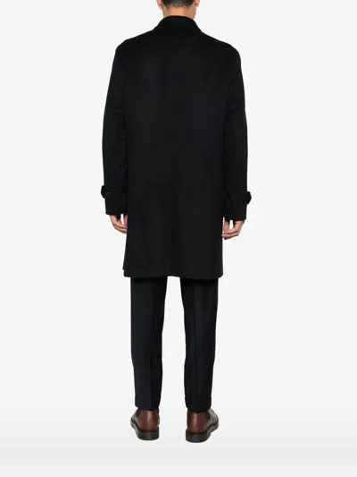 Lardini Loose Fitting Virgin Wool Coat In Black