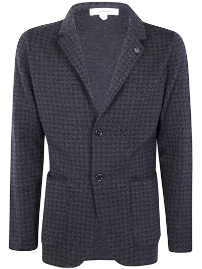 Lardini Houndstooth Three-button Jacket In Blue
