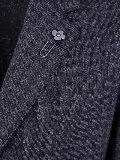 Lardini Houndstooth Three-button Jacket In Blue