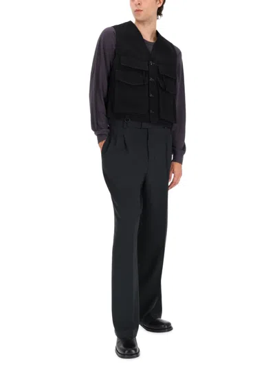 Lemaire Black Wool Vest In Black