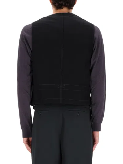 Lemaire Black Wool Vest In Black