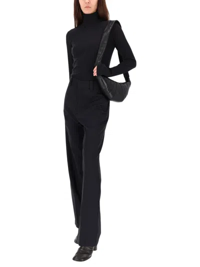 Lemaire Blue Wool-blend Trousers In Black