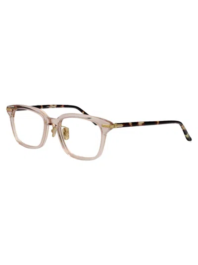 Linda Farrow Ash/ Camo T-shell / Light Gold Opt Acetate + Metal Glasses In Multi