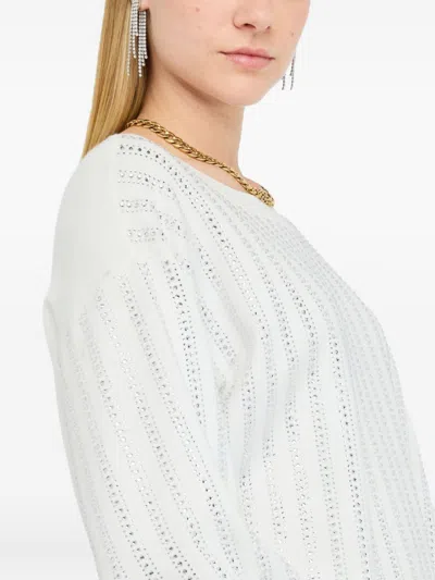 Liu •jo Liu Jo Crewneck Puff Sleeve Sweater In White