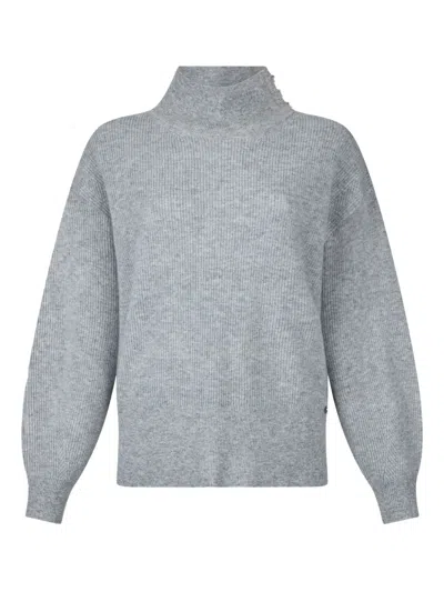 Liu •jo Liu Jo Grey Pearl Embellished Puff Sweater In Gray